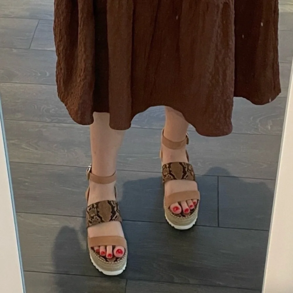Crown Vintage Wedges - Size 9 - Snake Ankle Strap Platform Espadrille Sandal - Picture 4 of 13